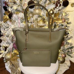 Michael Kors Sage Green Tote with Pouch